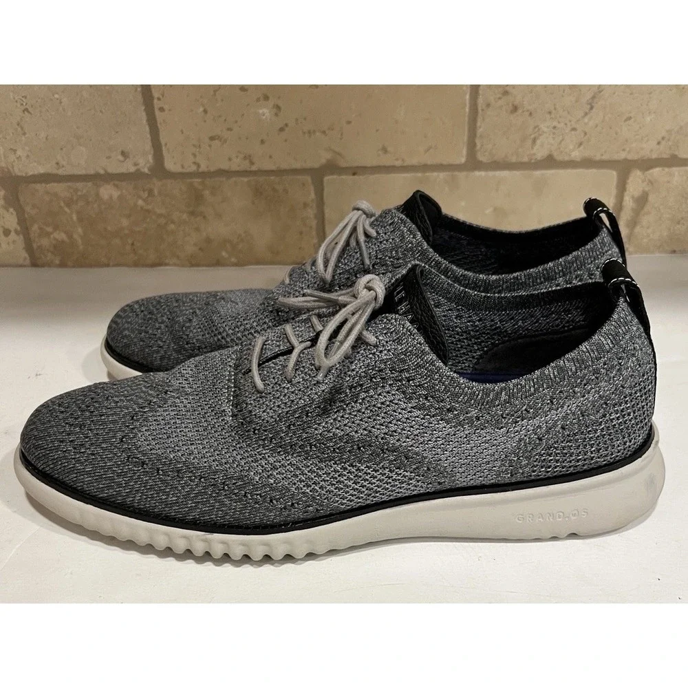 Cole Haan 2.ZeroGrand Men's‎ Size 11M Gray Knit Wingtip Oxford Shoes (C27565)